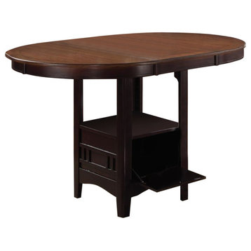 Benzara BM168068 Dual-Tone Counter Height Dining Table With Storage Base, Brown