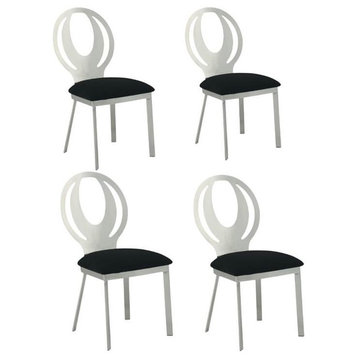 (Set of 4) Dining Chairs in Chrome and Black