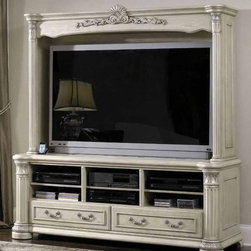 AICO Furniture - Monte Carlo II Entertainment Center - Silver Pearl - N53095T-46 - Home Office Accessories