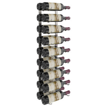 W Series Wine Rack 3 Wall Mounted Metal Bottle Storage, Brushed Nickel, 18 Bottles