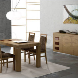 Irene Modern Walnut Dining Room Set (Dining Table, Four Chairs and Buffet) By Ma - Dining Sets
