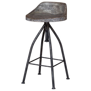 Bowery Hill Contemporary Wooden Bar Stool in Gray