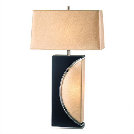 Half Moon Table Lamp - 30", Dark Brown and Brushed Nickel, 4-Way Rotary Switch