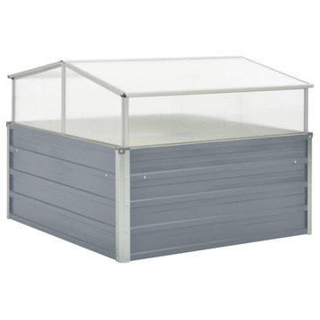 vidaXL Cold Frame Raised Garden Bed with Cover Greenhouse Gray Galvanized Steel