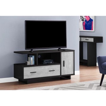 TV Stand - 48 L / Black/ Grey Reclaimed Wood - Look