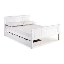 Alaterre Furniture - Alaterre Furniture Harmony Full Wood Platform Bed with Storage Drawers in White - Platform Beds