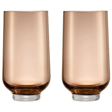 Flow Drinking Glasses Set of 2 Coffee Colored Glass 14oz