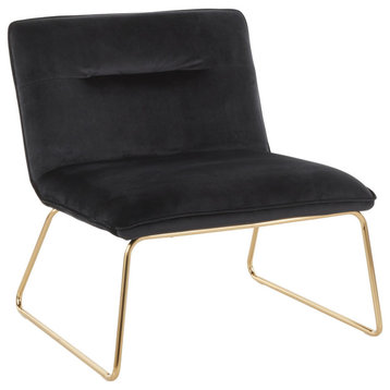 Casper Accent Chair, Gold Metal/Black Velvet