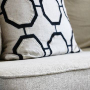 Close-up of Natural Linen Fabric Slipcovers