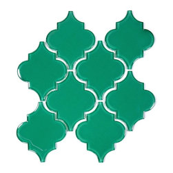 Arabesque Glass Tile  Water Jet Series - Emerald Green - Tile