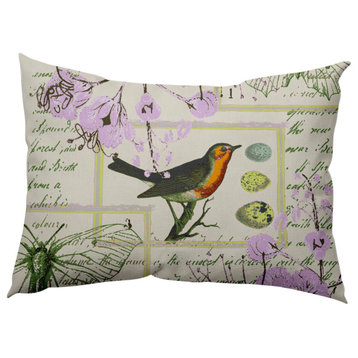 Singing Bird Decorative Throw Pillow, Lilac, 14"x20"