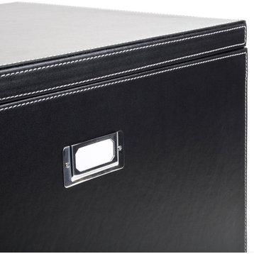 G.U.S. Decorative Office File and Portable Storage Box, Black Leatherette