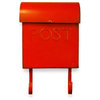 NACH Euro Wall Mounted Mailbox POST with Newspaper Holder, Antique Red