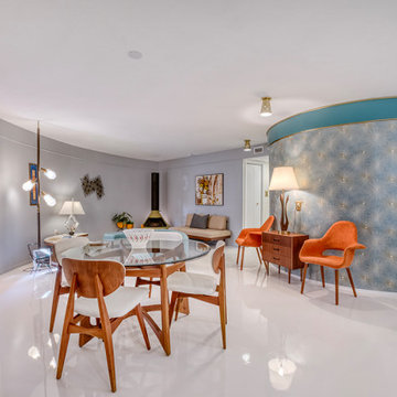 Curved Mid-Century Dining & Living Area — Sarasota Round House