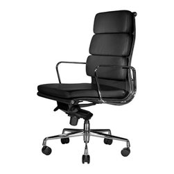 The Clyde High Back In Black Leather - Office Chairs