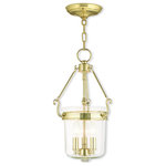 Livex Lighting - Pendant With Handcrafted Clear Glass, Polished Brass - A hand crafted clear glass holds three candelabra bulbs in this wonderful chain hung bell jar lantern. Polished brass finish adorns the chain, hardware and round canopy.�
