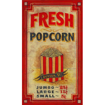 Vintage Fresh Popcorn Advertisement Wall Decor