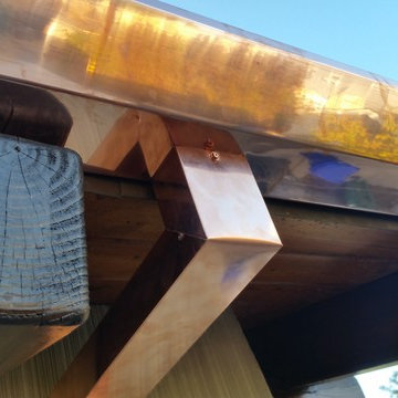 Copper Angle Face Gutter. 5 Inch with 2x3 Smooth Downspouts. Manhattan Beach