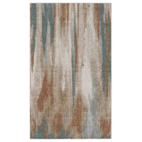 Machine Washable Rain Rust Turquoise Area Rug, 4'x6' - Contemporary ...