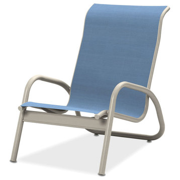 Gardenella Sling Stacking Poolside Chair, Textured Warm Gray, Sky