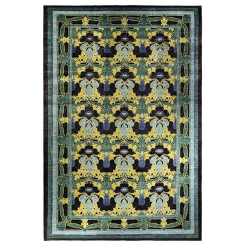 Arts & Crafts, One-of-a-Kind Hand-Knotted Area Rug  - Black, 12' 0" x 18' 2"