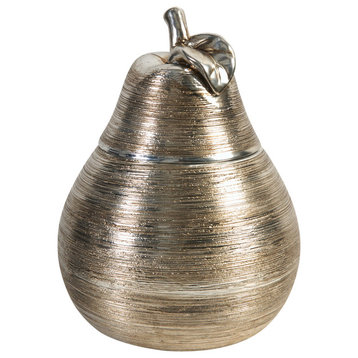 Ceramic Lidded Pear Jars, Silver, Set of 2
