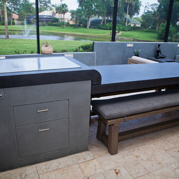 Curved Obsidian Outdoor Kitchen