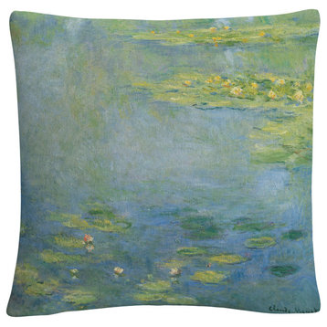 Monet 'Waterlilies' 16"x16" Decorative Throw Pillow