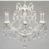 White Wrought Iron Crystal Chandelier Swag Plug-In