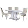 63" Rectangular Modern Marble Faux Dining Table In White & Stainless Steel