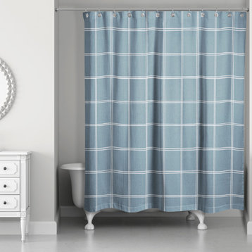 Linen Plaid 1 71x74 Shower Curtain