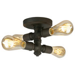 EGLO - Wymer 4-Light Ceiling Light, Matte Bronze - Bring industrial charm to your decor by suspending the Wymer Flush Mount Light by Eglo from your ceiling. The matte bronze finish and exposed bulbs creates a handsome focal point. This unique fixture complements many styles of decor from rustic, industrial to contemporary
