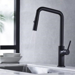 Antique Black Brass 360&deg; Rotatable Single Handle Pull Out Kitchen Sink faucet TB - Kitchen Faucets