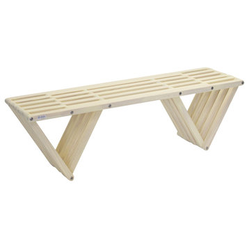 Backless Solid Wood Small Bench Modern Design 54"Lx15"Wx17"H, Beige