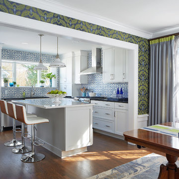 View from dining room into kitchen