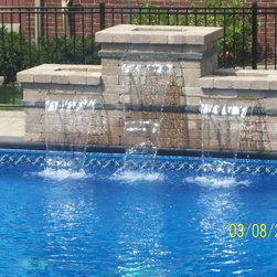 Custom Brick Water Fall - Outdoor Fountains And Ponds