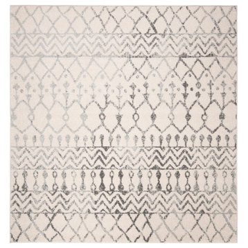 Safavieh Tulum Tul270A Moroccan Rug, Ivory and Gray, 12'0"x12'0" Square