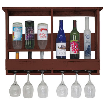Farmhouse 6-Bottle Wine Shelf, Burgundy