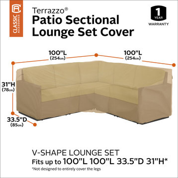 Patio V-Shape Sectional Lounge Set Cover/All Weather Protection Furniture Cover
