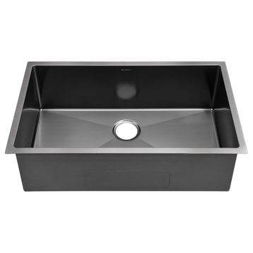Rivage 32"x19" Stainless Steel, Single Basin, Undermount Kitchen Sink, Black