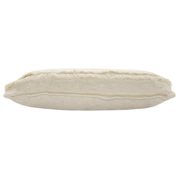 14" X 36" Cream 100% Cotton Zippered Pillow