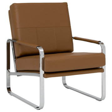 Allure Modern Accent Arm Chair in Blended Leather and Chrome