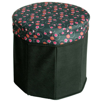 Bubble - Black Round Foldable Storage Ottoman / Storage Boxes / Storage Seat