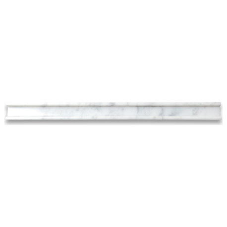 Carrara White Marble Groove Square Edge Box Liner Pencil Trim Molding, 1 piece