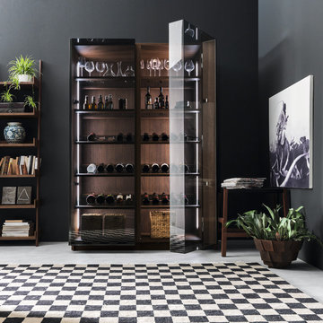 Free standing, wine cabinet, with clear doors