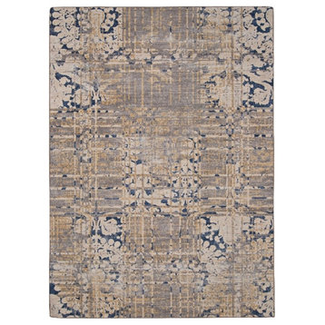 Linon Indoor Outdoor Machine Washable Anthia Area 5'x7' Rug in Navy and Sand