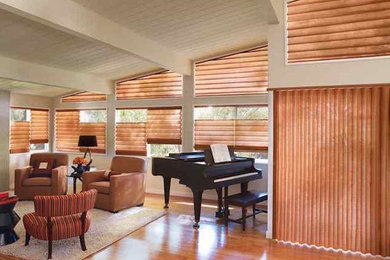 Living room - mid-sized traditional formal and enclosed light wood floor and beige floor living room idea in Los Angeles with white walls, no fireplace and no tv