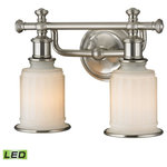 Elk Home - Acadia Collection 2-Light Bath, Brushed Nickel, Led, 800 Lumens - The Acadia Collection features finely detailed metalwork in an elegant brushed nickel finish with beautiful opal white reeded pressed glass.