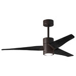 Matthews Fan - Super Janet 52" Ceiling Fan, LED Light Kit, Textured Bronze/Matte Black - The Super Janet's remarkable design and solid construction in cast aluminum and heavy stamped steel make it the heroine in any commercial or residential space. Moving air with barely a whisper, its efficient DC motor turns solid wood blades. An eco-conscious LED light kit with light cover completes the package.