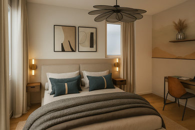 Modern bedroom in London.